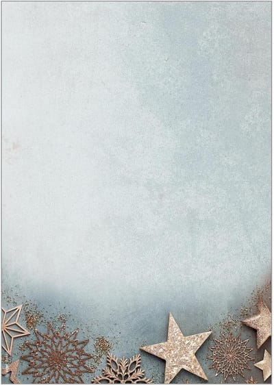 Kerst briefpapier A4 Duurzaam Papier Met Kerststerren Blauw Koper Design 100 Vel