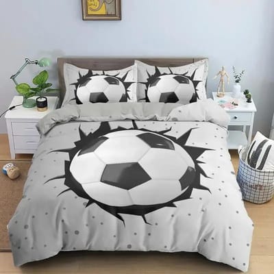 3D Voetbal Beddengoed Collectie Voetbal Dekbedovertrek Kussensloop Polyester Dekbedovertrek King Queen Full Dubbel Bal Sport Dekbedovertrek 135X200cm-2pcs