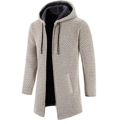 Extra lang Vest met Capuchon - Rits - Trui - Beige - Mannen - Mode