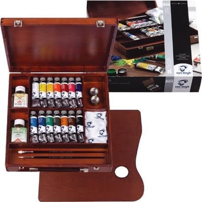 Van Gogh Olieverf kist Inspiration met 14 kleuren in tubes van 40 ml + accessoires