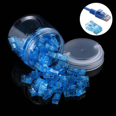 100 stuks Anpwoo Amp01 RJ45-connector modulaire stekker (blauw)