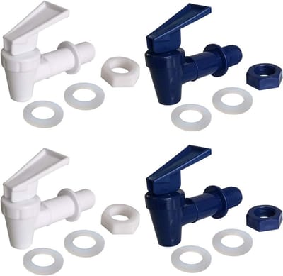 Vervangende Koelkranen - Waterdispenser Taps - Water Tappen - BPA-Vrij Plastic - 3/4 Inch Buitenmaat - Wit en Blauw