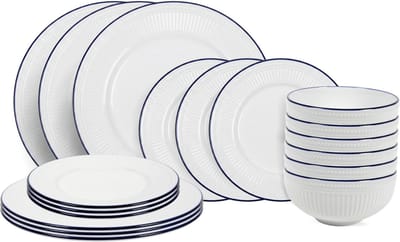 Serviesset Whitmore 18-delig / 6 personen - 6 dinerborden, 6 ontbijtborden en 6 kommen