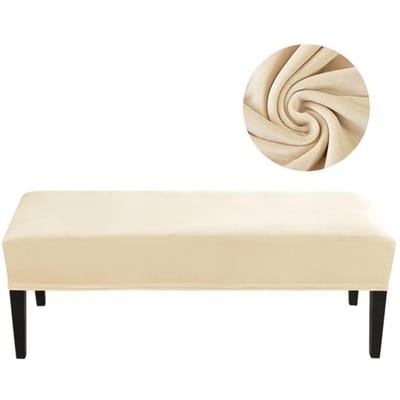 Fluwelen Eetkamerstoelhoes ,Rechthoekig ,Dik ,Antislip ,Afneembaar En Wasbaar 112-150cm white