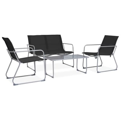 vidaXL - 4-delige - Loungeset - stof - en - staal - zwart
