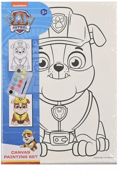 Paw Patrol Schilder Set - Inclusief: Verf & Kwast - Figuur: Rubble - Canvas Schilderen - Jongens & Meisjes - Peuters & Kleuters - Schilderen en Tekenen - Knutselen - Knutsel Set - Chase, Marshall, Skye, Rumble en meer