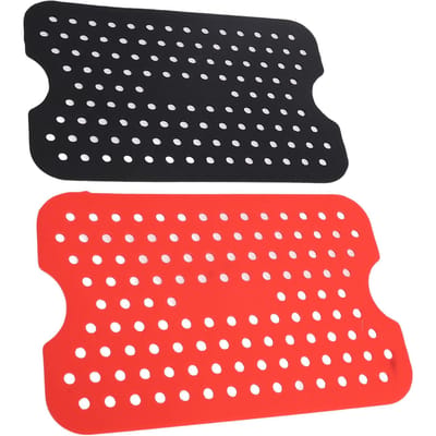 6 stuks Friteuse Siliconen Inlegmatten Anti Hoge Temperatuur Gemakkelijk Schoon te Maken voor Magnetron Oven Zwart Rood