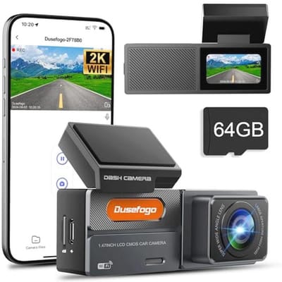 2K Dashcam Auto met WiFi en 64GB Kaart voor Duidelijke Opnames