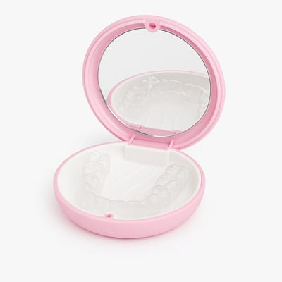 Invisalign Doosje – Premium Roze Aligner & Retainer Case / Bakje voor Nachtbeugel & Knarsbitje – Met Spiegel & Sterke Magneetsluiting