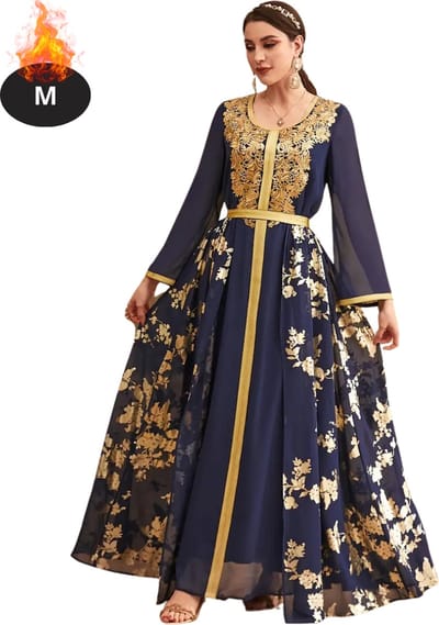 Bovista Islamitische Kleding - Djellaba Dames - Moslim Kleding - Arabisch Dames Kaftan - Alhamdulillah - M - Blauw