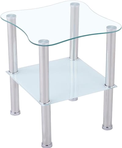 Salontafel Glas - Bijzettafel Woonkamer - Meubels Plaatsen - Veiligheidsglas Facet - 40 x 40 x 47 cm - Zwart
