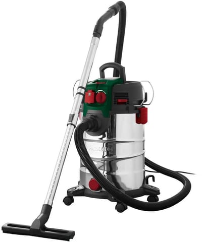 Parkside Nat en Droog Stofzuiger - Vermogen: 1500 W - Zuigkracht: max. 181 mbar - Capaciteit tank: 30 L - Traploos instelbare luchtstroom - Geluidsarme motor - Met korte nalooptijd voor optimale reststofopname