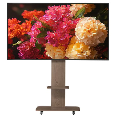 unho mobiele tv-standaard - mobiele kantelbare tv-vloerstandaard - geschikt voor tv's van 40-75 inch - 2 MDF-planken - in hoogte verstelbaar