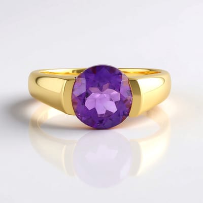 Cavill - Zilveren ring 925 sterling met Marokkaanse ronde amethist 2.3 ct - Bezelzetting - Handgemaakt Marokkaanse sieraden