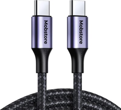 Mobstore USB C kabel - USB C naar USB C - 1 meter - Oplader kabel - Telefoon en tablet laadkabel - Zwart - Stevige nylon oplaadkabel - 480 Mbps - Snellader