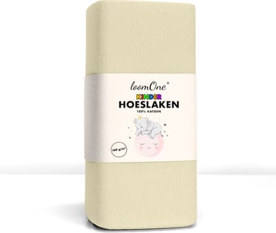 Loom One Kinder Hoeslaken – 100% Jersey Katoen – 60x120 cm – Ledikant– 160 g/m² – Natural / Crème