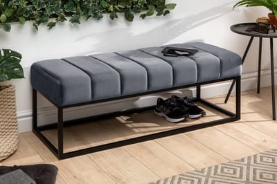 Moderne bank PETIT BEAUTÉ 110cm zilvergrijs fluweel zwart frame - 44267