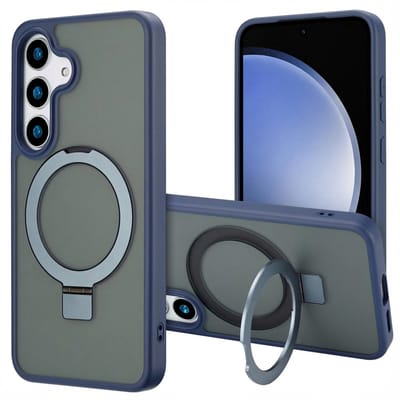 Accezz Hoesje - Geschikt voor Samsung Galaxy S25 - Ring Stand Backcover met Magnetische Ring - Blauw