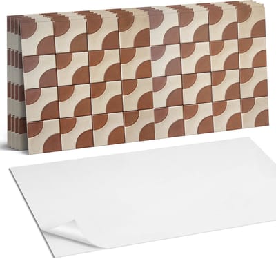 Coloray Plaktegels - Geometrisch gepatroneerde tegels Wandtegel Zelfklevend - 60 cm x 30 cm - Bruin Plaktegels - 6 stuks - Rechthoek PVC Tegels - Plaktegels Keuken - Zelfklevende Vloertegels Badkamer - Vinyl Tegels Zelfklevend - Portugese Tegels