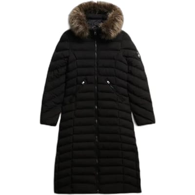 Superdry - Fuji Lange Jas Met Bontkap - Dames - Gewatteerde jassen