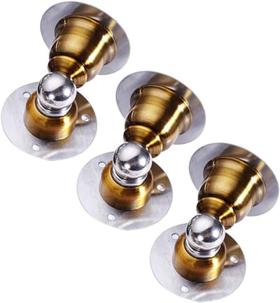 Magnetische Deurstoppers - Deurvangers Deurhouders - Bescherming Muren - Roestvrij Staal Veerbuffer - 77 mm - Geel Brons