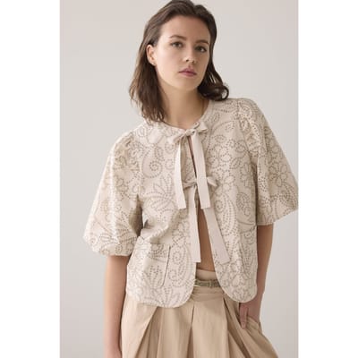 Summum Woman Top Laser Cut Dots Sesame Maat: 40 | Blouses Outlet | Dames | Beige