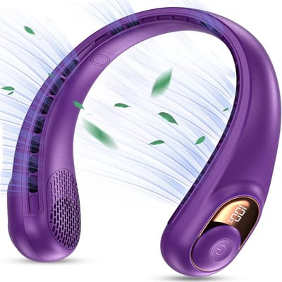 QTTVBTNA -Bladeless Nek Ventilator -USB-Oplaadbare Halsventilator - Draagbare Halsventilator - 360° Draaibaar - Bladeless - Ultrastil - Tot 16 Uur Gebruikstijd - 1 Stuks-Paars