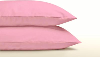Set van 2 effen ROZE (zachtroze / rose) kussenslopen (kussensloop) KATOEN voor hoofdkussen van 60 x 70 cm (uni / effen beddengoed meiden slaapkamer)