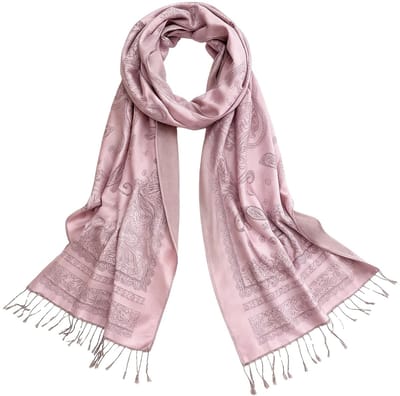 Dailygoods - Kasjmier kunstsjaal, dubbelzijdig bedrukt, zacht en comfortabel, warme sjaal, 195 x 70 cm, roze