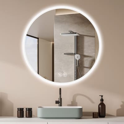 Badkamerspiegel - Badkamerspiegel met Verlichting - Wandspiegel - Dimbaar - Anti-Condens - Make-up spiegel voor aan de muur - Slimme make-upspiegel - Warm/Neutraal/Wit - 3000K/4000K/6000K - 70 cm