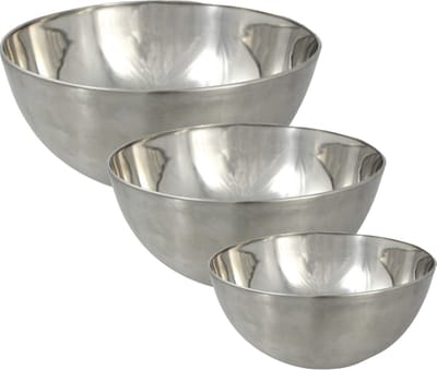 Svenska Living Voedsel serveer schalen set - 6x stuks - metallic zilver - RVS - Dia 13/19/23 cm - keuken