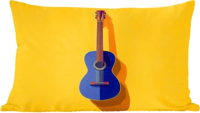 Sierkussens - Kussentjes Woonkamer - 60x40 cm - Gitaar - Akoestisch - Minimalistisch - Geel