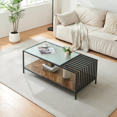 Salontafel Pärghos zwart en donker eikenkleurig [en.casa]