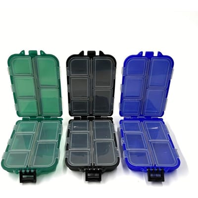 Lot de 3 boîtes à appâts Micro Matter Luya à double couche, petite boîte à accessoires, portable, grande boîte de rangement multifonctionnelle pour appâts de pêche à paillettes 3pcs black