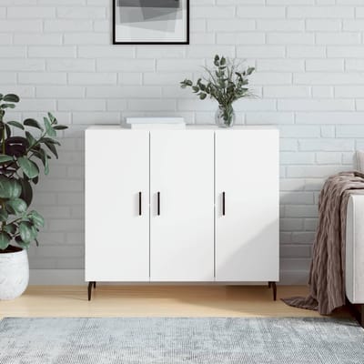 vidaXL - Dressoir - 90x34x80 - cm - bewerkt - hout - wit