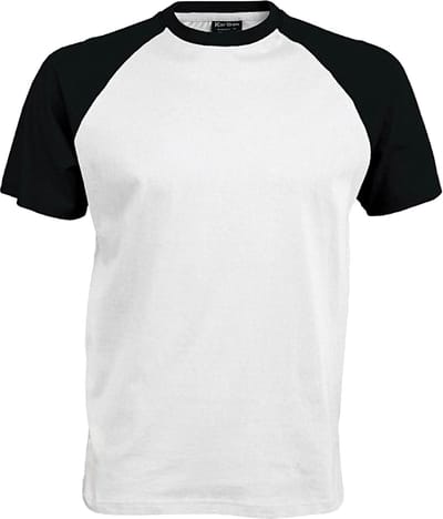 Kariban Herenshirt met korte mouwen Baseball T-Shirt (Wit/zwart)