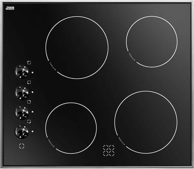 Elektrische Kookplaat - Glazen Fornuis - Koken Thuis - Drie Kookzones - 60 cm Breed - Roestvrij Staal