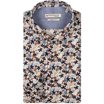 Giordano Overhemd Maggiore Semi Cutaway Collar Flower Pattern Navy-Multi / male