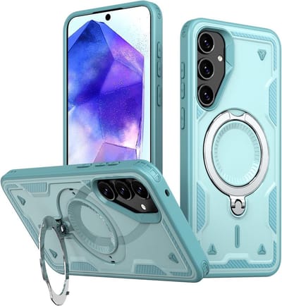 Hoesje Geschikt voor Samsung Galaxy A17 - Lake Blauw Ring Stand Backcover geschikt voor MagSafe