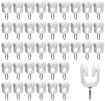 Dailygoods- Douchegordijn Glijders Roestvrij Staal - 40 Stuks - Gordijnhaken - Gordijn Ringen - Gordijn Rollen - Geschikt voor Rechte/Bogen Rails