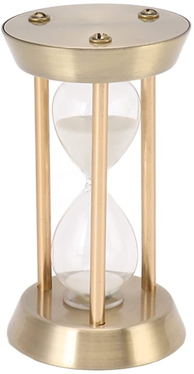 Dailygoods - Drie-koloms zandloper-timer en decoratie voor in de woonkamer, wit zand, vervangbaar zandstuk (brons mini 10 min)