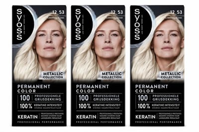 SYOSS Permanent Coloration 12-53 - Haarverf - Permanente Haarkleuring - Platinum Pearl – Grijsdekking – Vermindert Haarbreuk - 3 Stuks