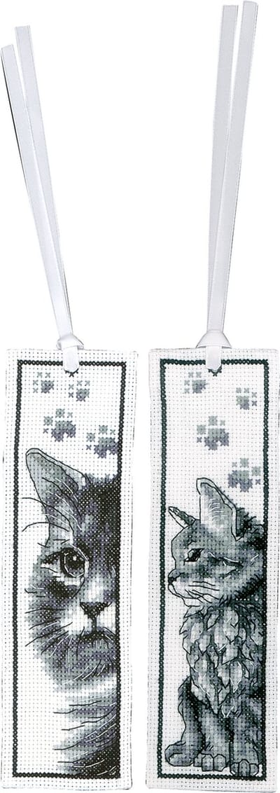Vervaco - Bladwijzer kit - Katten set van 2 - PN-0203521 - Borduren - Borduurpakket - Borduurpakket volwassenen - Borduurpakket kind