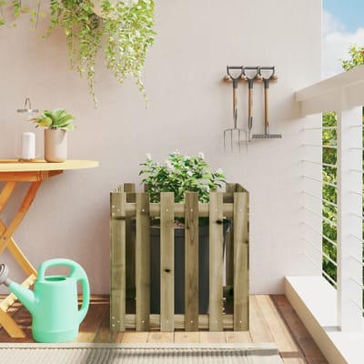 vidaXL - Plantenbak - met - hekontwerp - 60x60x60 - cm - geïmpregneerd - grenenhout