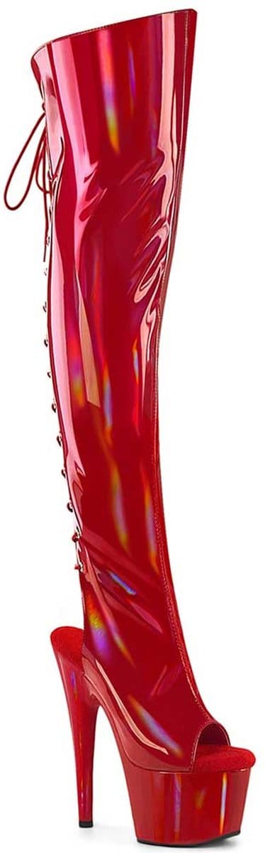 Pleaser - ADORE-3019HWR Plateau Overknee Laarzen - US 5 - 35 Shoes - Rood