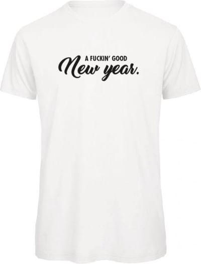 Foute kersttrui t-shirt wit L - A fuckin' good new year - zwart - soBAD. | Kleding | T-shirt unisex | T-shirt mannen | T-shirt dames | Kerst | Oud&nieuw | Nieuwjaar | glitter