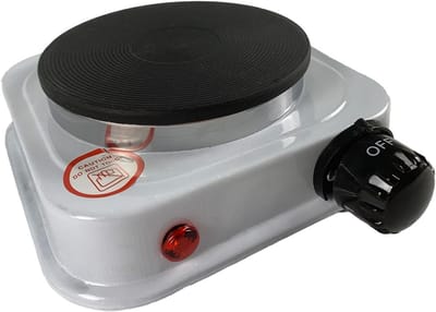 Elektrisch Fornuis - Draagbare Kookplaat - Compact Koken - Gietijzeren Plaat - 13.5x13.5x3.5cm - Wit