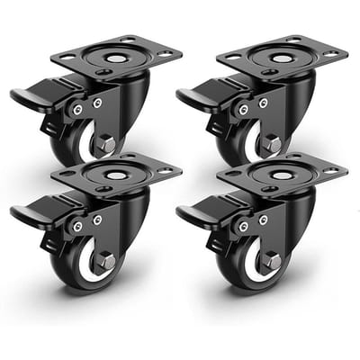 4 Stuks Zware Draaibare Zwenkwielen met Veiligheids Dubbele Vergrendeling en Polyurethaanschuim 50mm Geluidsarme Wielen, Draagvermogen 440 lbs spain