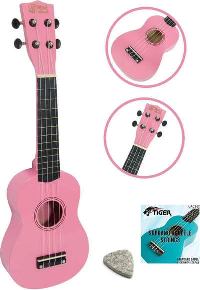 Sopraan Ukelele - Klein Snaarinstrument - Muziek Leren - Nylon Snaren - Sopranomaat - Roze