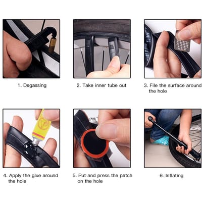 24 stuks Fietsband Reparatie Plakkers Fiets Binnenband Lek Rubber Plakkers Plakken Reparatiekit voor Fiets Binnenband zwart